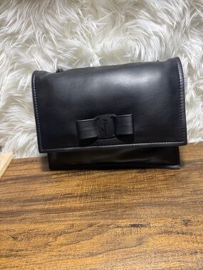 Black Leather Bow Crossbody Bag